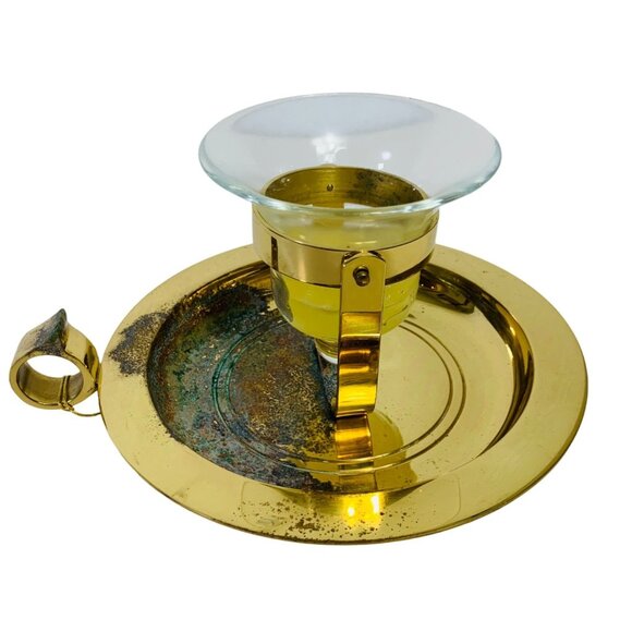 Partylite Brass Gimbal Candle Holder Nautical Patina Wall Sconce Table Bell READ - Picture 3 of 16